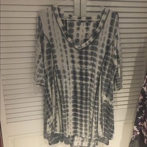 2X tie dye high low 1/2 sleeve top